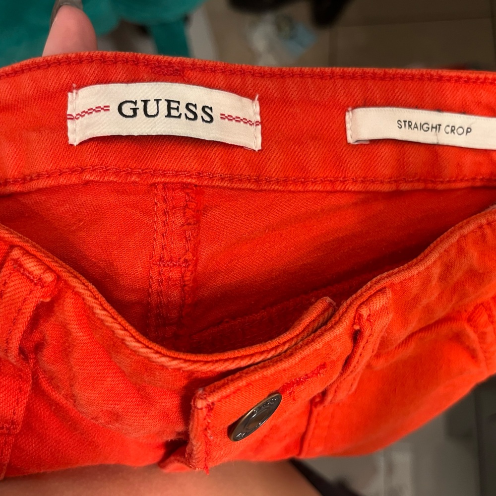 Guess Bright Orange Straight Crop Pants